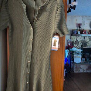 French Connection Women's Sweater Dress - Olive, Size Large